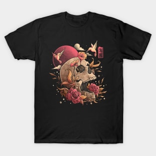 Life and Death Skull Flowers Gift T-Shirt